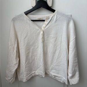 James Street Co Off White Ames Henley Top Size Small